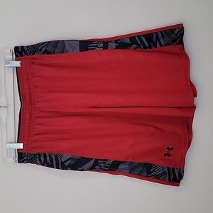 Under Armour Red & Gray Print Stripe Basketball Shorts Mens M